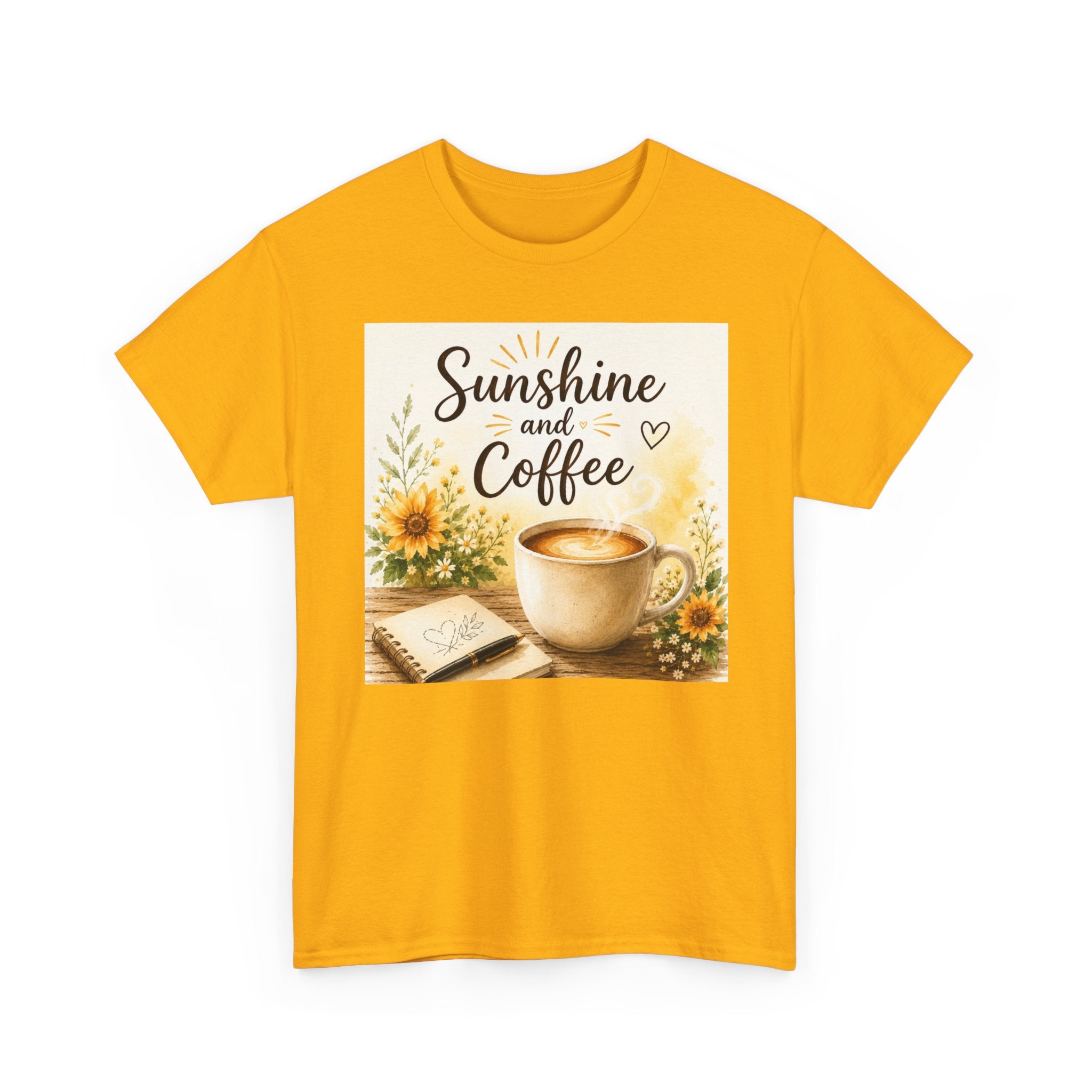 Sunshine and Coffee Tee — Vintage Sunflower Coffee Cup Graphic Shirt
