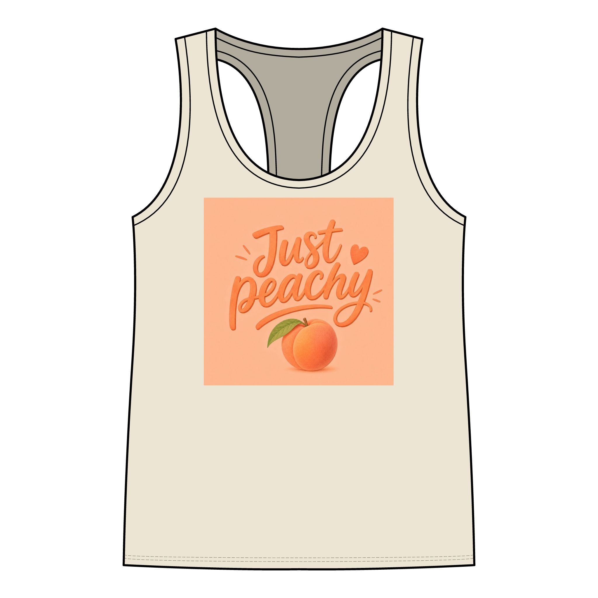 Just Peachy Racerback Tank Top – Cute Peach Graphic Women’s Summer Tank