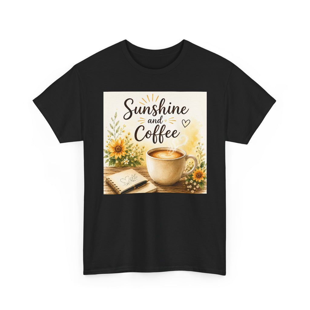 Sunshine and Coffee Tee — Vintage Sunflower Coffee Cup Graphic Shirt