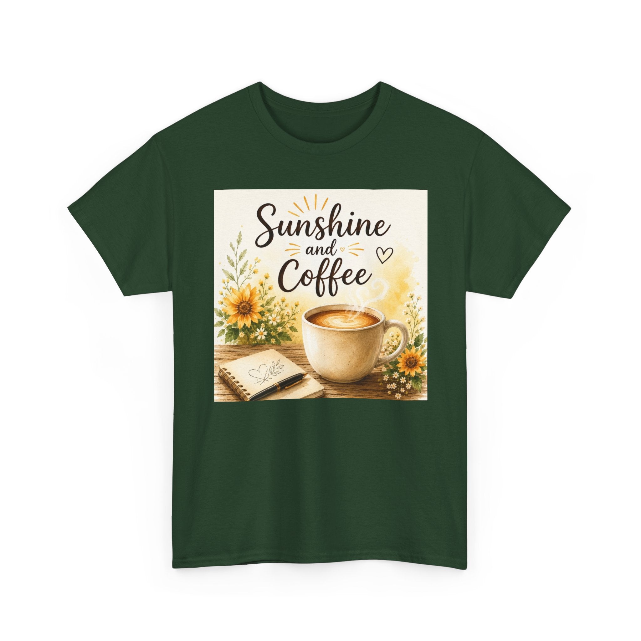 Sunshine and Coffee Tee — Vintage Sunflower Coffee Cup Graphic Shirt
