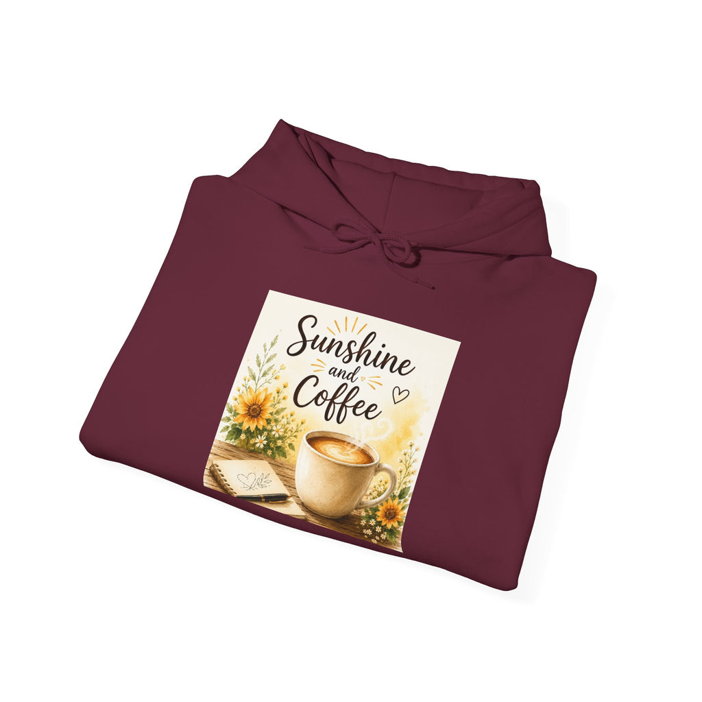 Sunshine and Coffee Hoodie — Floral Coffee Cup Sweatshirt for Cozy Mornings