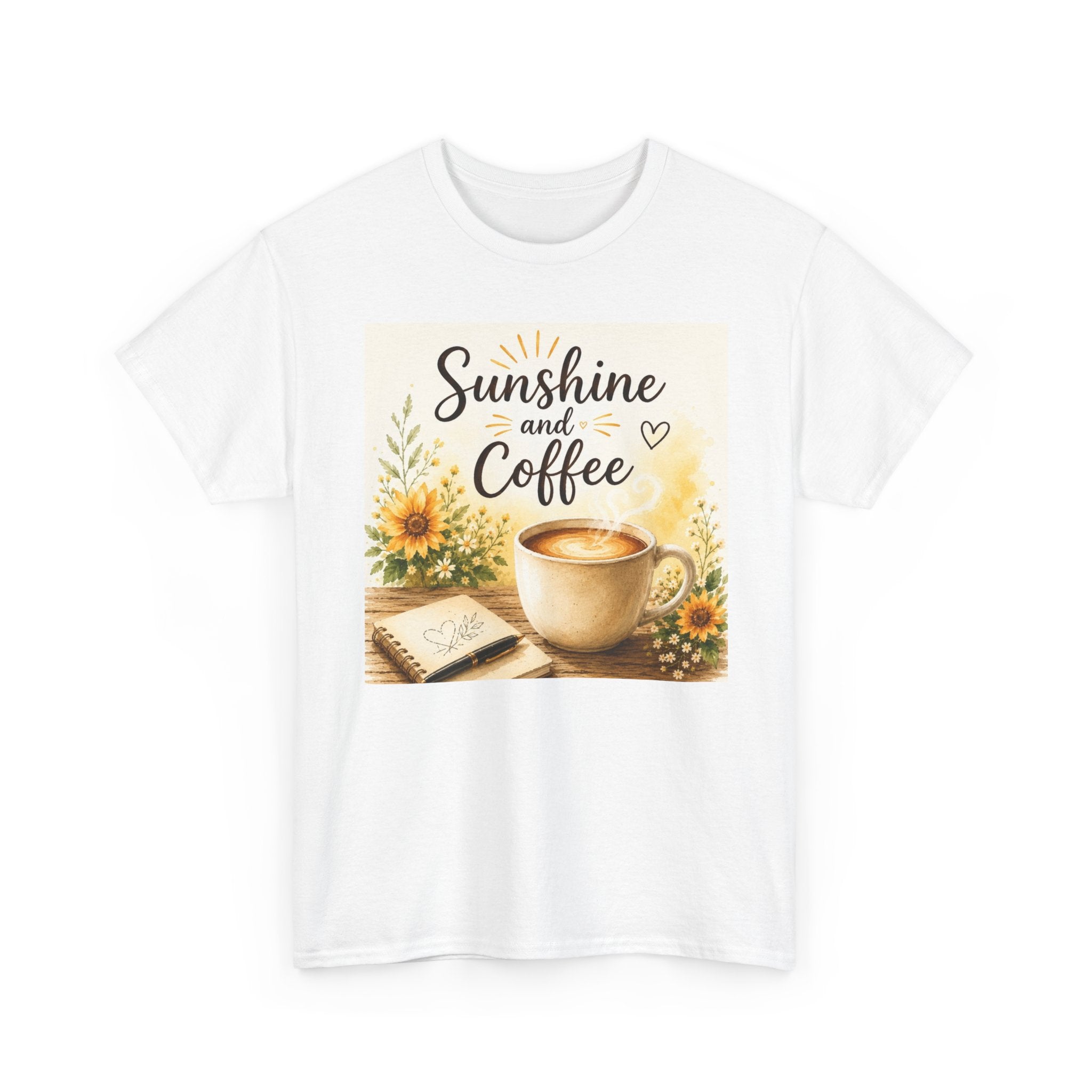 Sunshine and Coffee Tee — Vintage Sunflower Coffee Cup Graphic Shirt