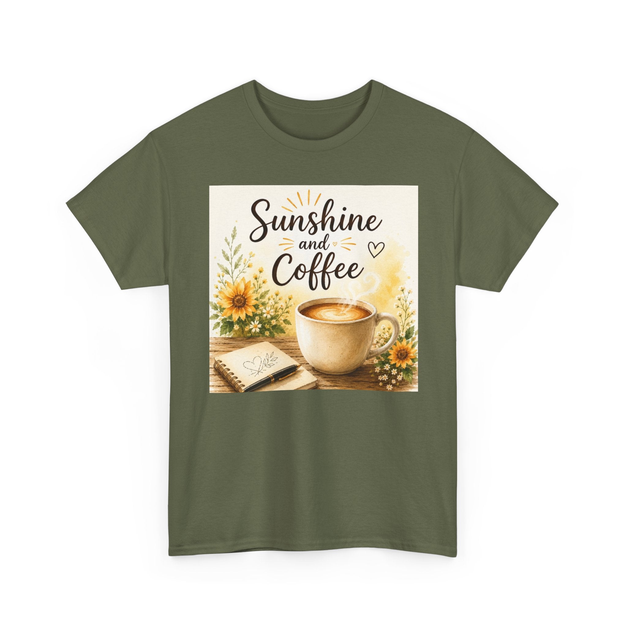 Sunshine and Coffee Tee — Vintage Sunflower Coffee Cup Graphic Shirt