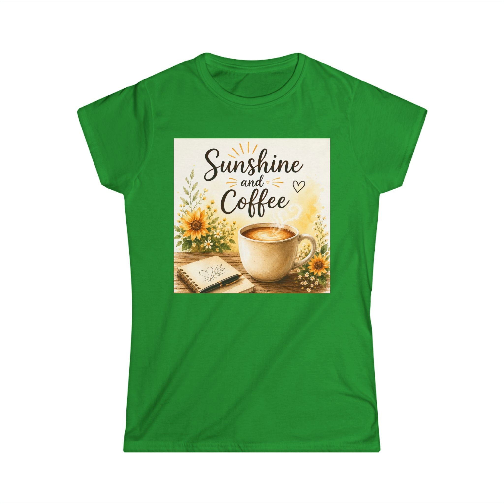 Sunshine and Coffee Women's Tee — Sunflower Coffee Cup Graphic Shirt